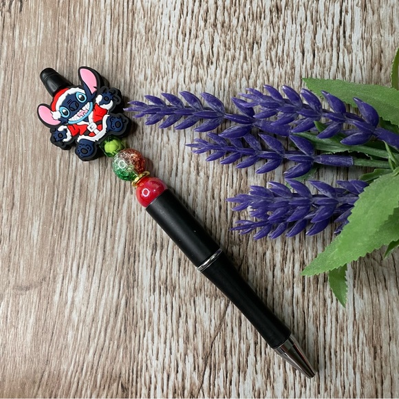 Handcrafted Santa Stitch Pens Beaded Unique Artisan Gifts Office Accessories - Picture 5 of 8